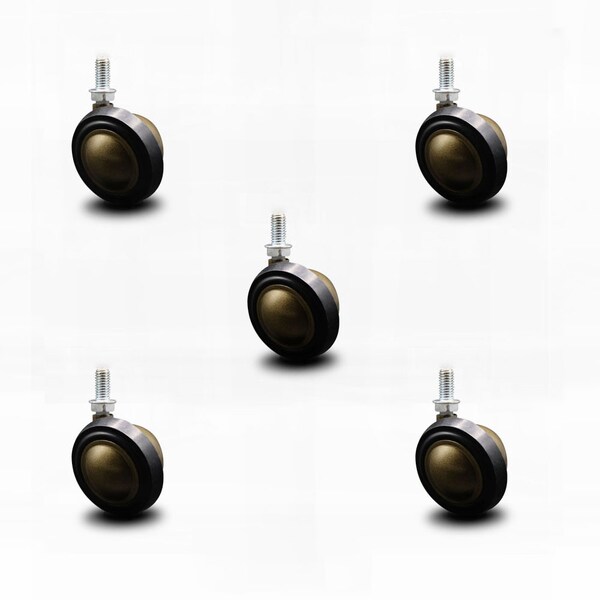 2.25 Inch Antique Soft Tread Ball Caster - 3/8 Inch Threaded Stem, 5PK